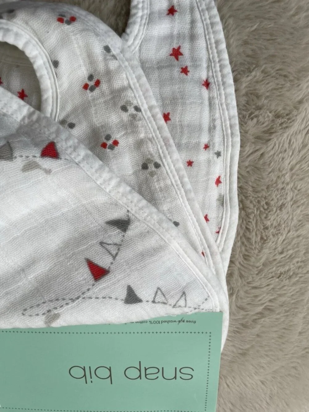 SALE! NWT Aden + Anais Classic Snap Cotton Muslin Bib Set  3-PK